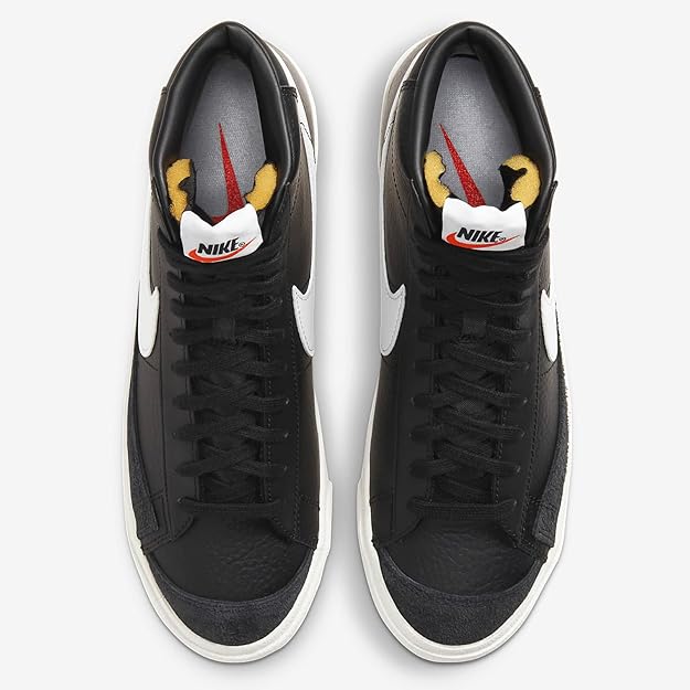 N Mens Blazer Mid '77 VNTG Black/White-SAIL Mid-Top Sneaker - BRANDSAT50